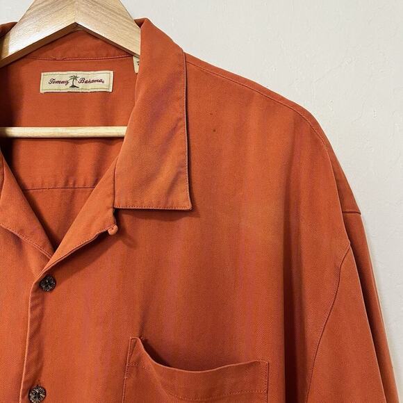 Tommy Bahama Silk Button Shirt Size XXL Orange Vacation Travel Beachy - Picture 6 of 8